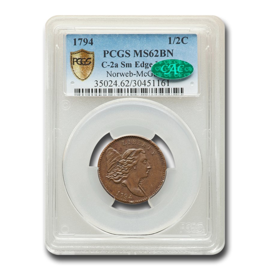 1794 Liberty Cap Half Cent MS-62 PCGS CAC (BN, Sm. Edge Letters)