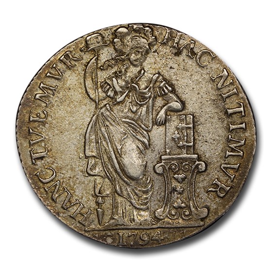 1794 Netherlands Silver 3 Gulden AU-58 PCGS 1794 Netherlands Silver 3 Gulden AU-58 PCGS