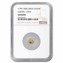 1795-1850) India Cochin Gold Fanam Genuine NGC