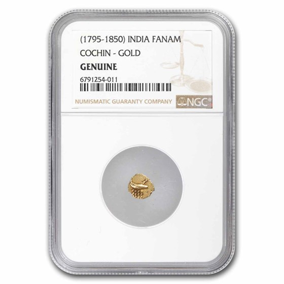 (1795-1850) India Cochin Gold Fanam Genuine NGC (1795-1850) India Cochin Gold Fanam Genuine NGC