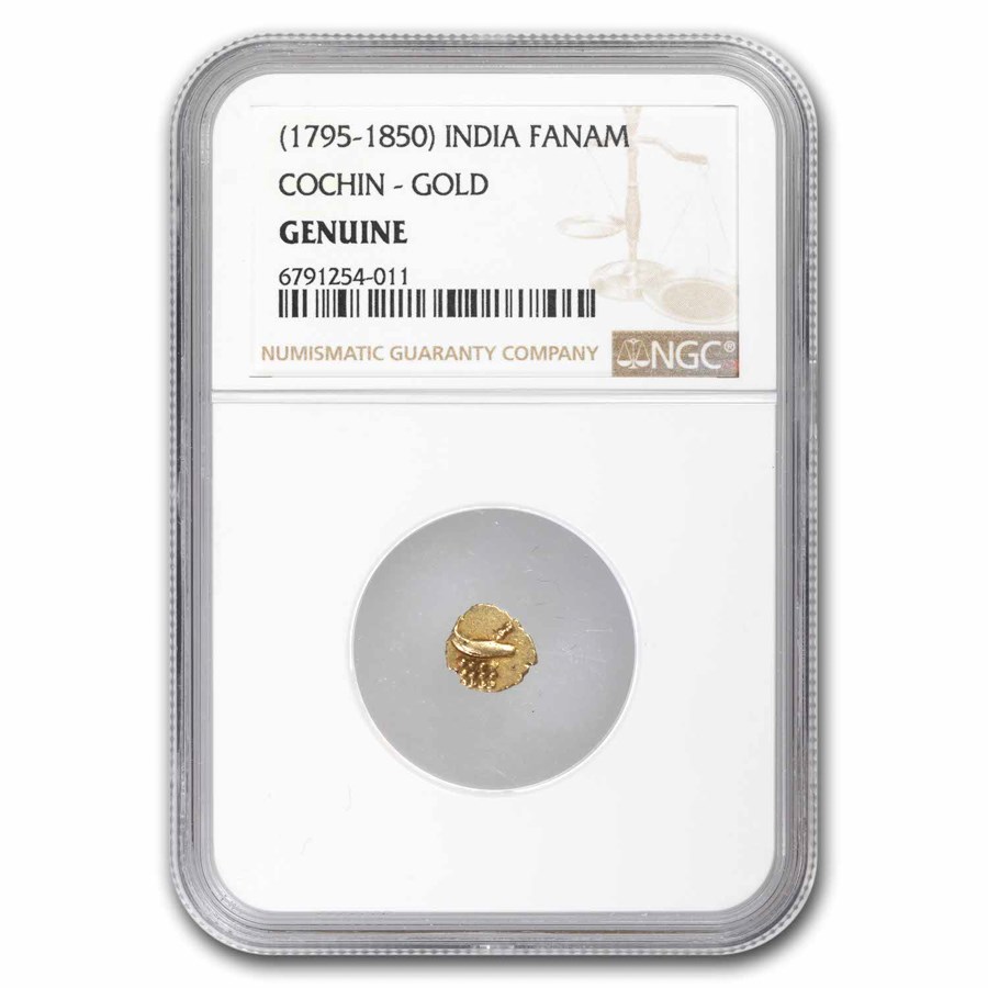 1795-1850) India Cochin Gold Fanam Genuine NGC 1795-1850) India Cochin Gold Fanam Genuine NGC
