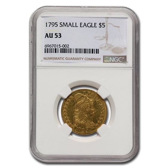1795 $5 Turban Head Gold Half Eagle AU-53 NGC (Small Eagle) 1795 $5 Turban Head Gold Half Eagle AU-53 NGC (Small Eagle)