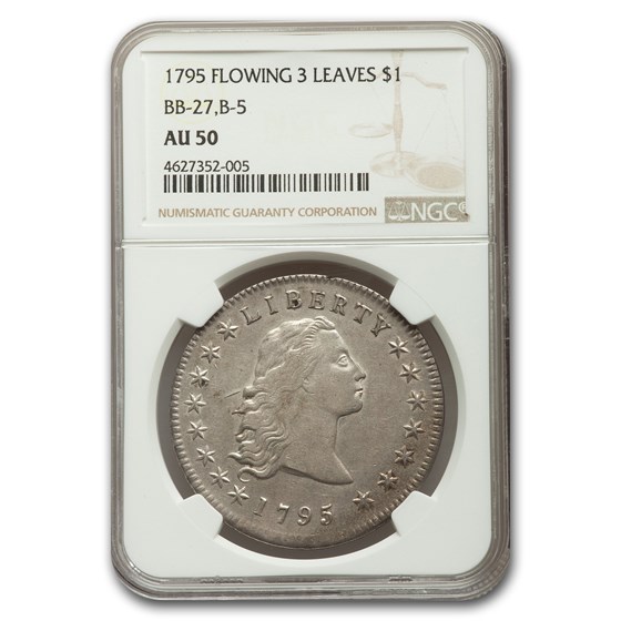 1795 Flowing Hair Dollar AU-50 NGC (3 Leaves, BB-27,B-5) 1795 Flowing Hair Dollar AU-50 NGC (3 Leaves, BB-27,B-5)