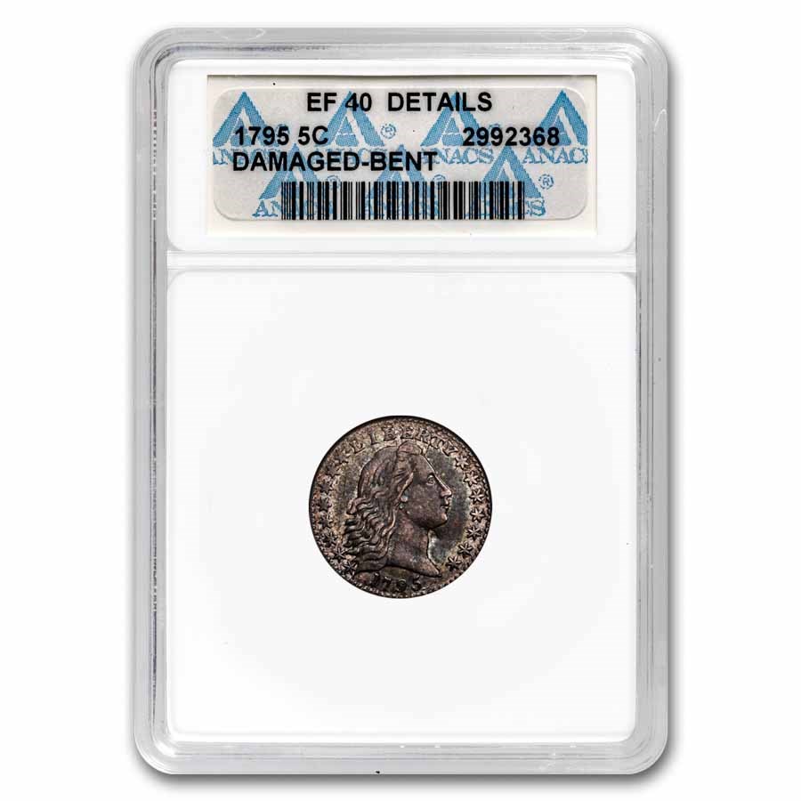 1795 Flowing Hair Half Dime XF Details ANACS (Bent, Old Holder)