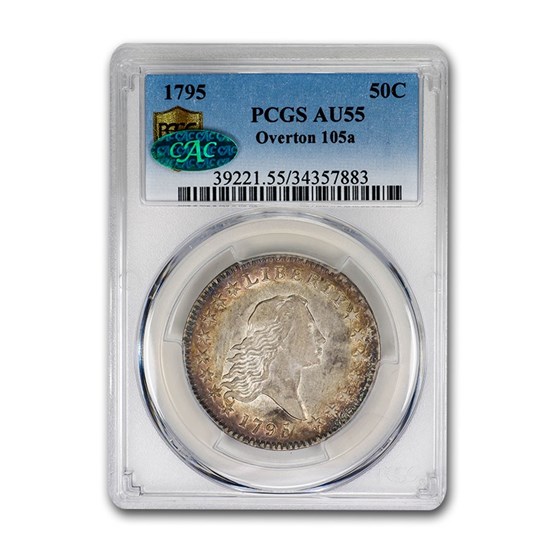 1795 Flowing Hair Half Dollar AU-55 PCGS CAC (Overton 105a) 1795 Flowing Hair Half Dollar AU-55 PCGS CAC (Overton 105a)