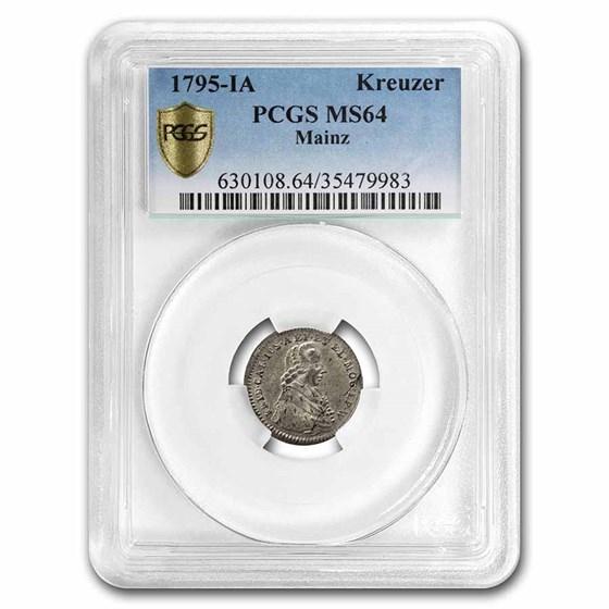 1795-IA Mainz Germany Silver Kreuzer MS-64 PCGS 1795-IA Mainz Germany Silver Kreuzer MS-64 PCGS