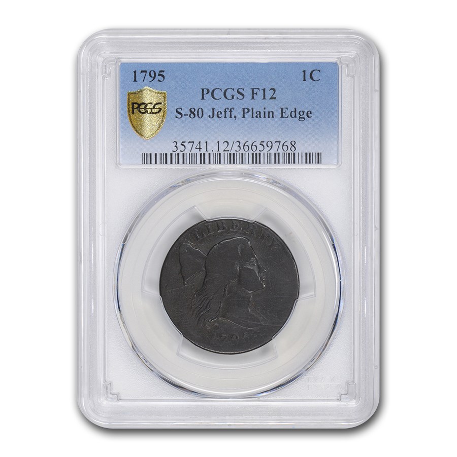 1795 Large Cent Jefferson Head Fine-12 PCGS (S-80 Plain Edge)