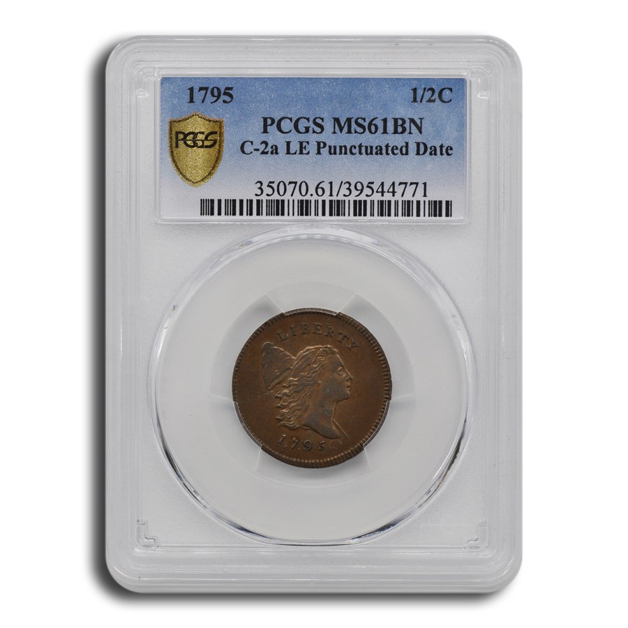 1795 Liberty Cap Half Cent MS-61 PCGS (BN, C-2a LE, Punc Date)
