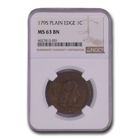 1795 Liberty Cap Large Cent MS-63 NGC (Brown, Plain Edge) 1795 Liberty Cap Large Cent MS-63 NGC (Brown, Plain Edge)