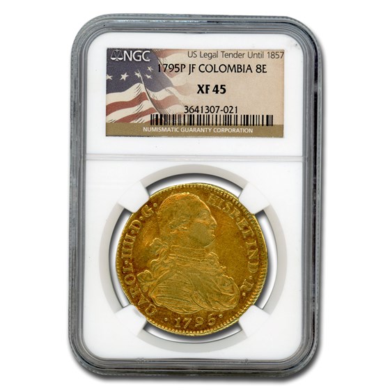 1795-P Colombia Gold 8 Escudo Charles IV XF-45 NGC