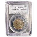 1795 Washington Token Halfpenny AU-53 PCGS (N. Wales, Plain Edge)