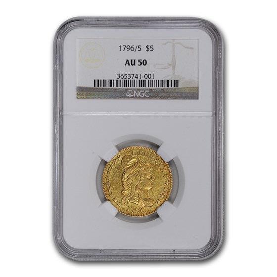 1796/5 $5 Turban Head Gold Half Eagle AU-50 NGC (BD-1) 1796/5 $5 Turban Head Gold Half Eagle AU-50 NGC (BD-1)