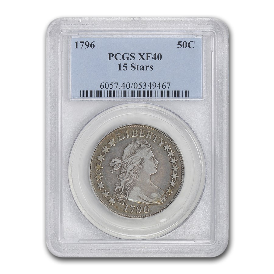 1796 Draped Bust Half Dollar XF40 PCGS (15 Stars) Coin For Sale