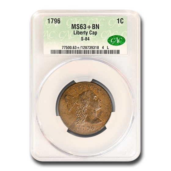1796 Liberty Cap Large Cent MS-63+ CACG (Brown, S-84) 1796 Liberty Cap Large Cent MS-63+ CACG (Brown, S-84)