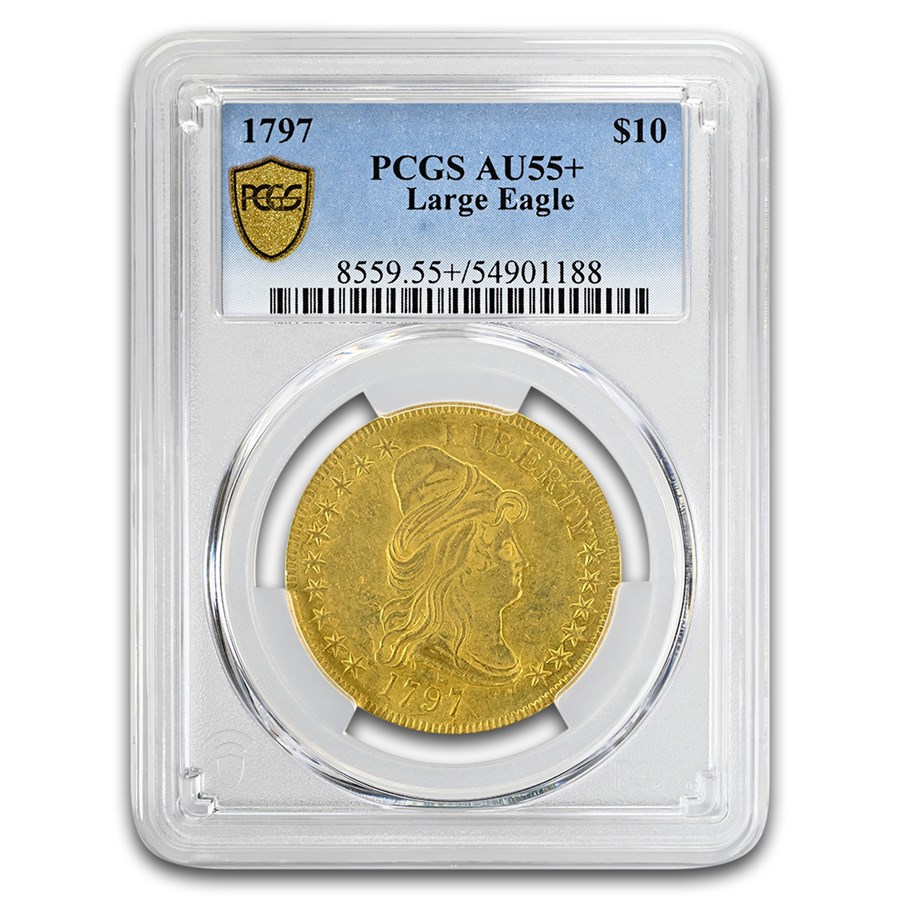 1797 $10 Turban Head Gold Eagle AU-55+ PCGS (Large Eagle)