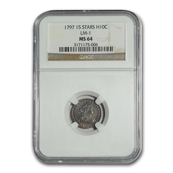 1797 Draped Bust Half Dime MS-64 NGC (15 Stars, LM-1) 1797 Draped Bust Half Dime MS-64 NGC (15 Stars, LM-1)