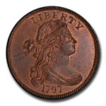 1797 Draped Bust Large Cent MS-65+ PCGS CAC (RB, Rev of 1797)