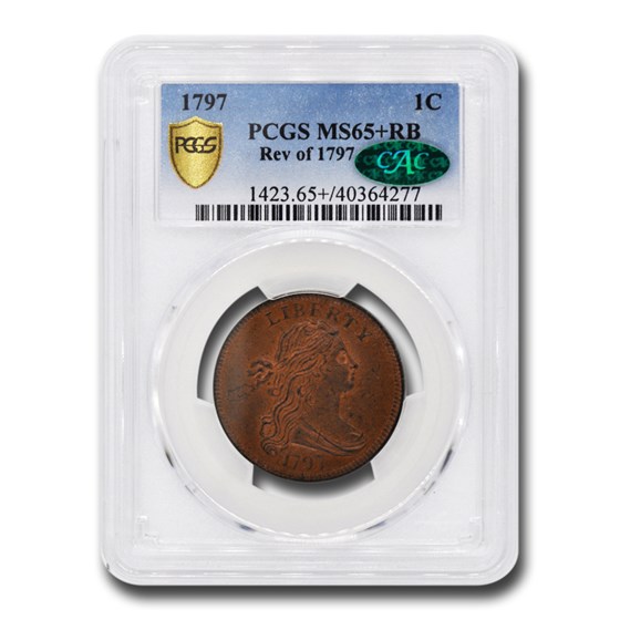 1797 Draped Bust Large Cent MS-65+ PCGS CAC (RB, Rev of 1797) 1797 Draped Bust Large Cent MS-65+ PCGS CAC (RB, Rev of 1797)