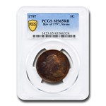 1797 Draped Bust Large Cent MS-65 PCGS (Rev of 1797, Stems, R/B)