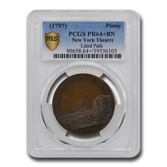1797 New York Theatre Penny PR-64+ PCGS (Brown) 1797 New York Theatre Penny PR-64+ PCGS (Brown)