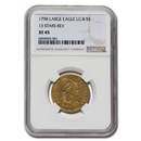 1798 $5 Turban Head Gold Half Eagle XF-45 NGC (LG 8, 13 Stars)