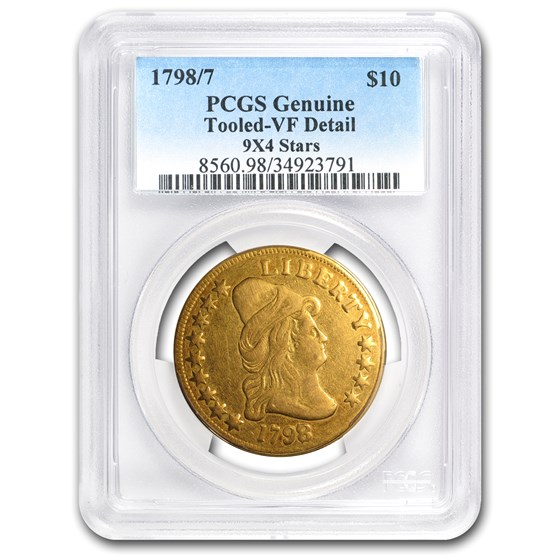 1798/7 $10 Turban Head Gold Eagle VF Details PCGS (9x4 Stars) 1798/7 $10 Turban Head Gold Eagle VF Details PCGS (9x4 Stars)