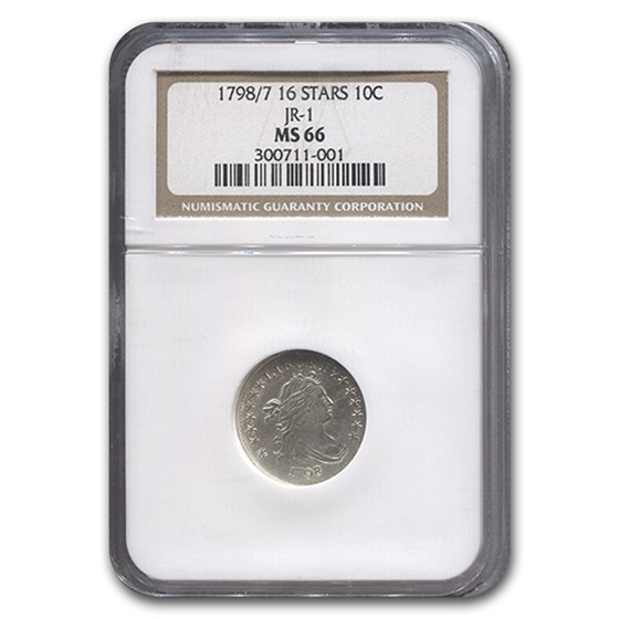 1798/7 Draped Bust Dime MS-66 NGC (16 Stars Rev) 1798/7 Draped Bust Dime MS-66 NGC (16 Stars Rev)
