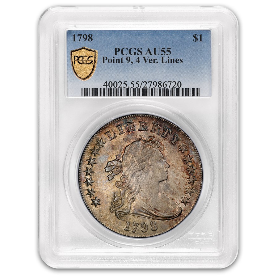 1798 Draped Bust Dollar AU-55 PCGS (B-13 BB-108, 10 Arrows)