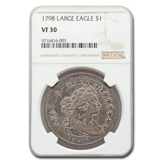 1798 Draped Bust Dollar Heraldic Eagle/13 Stars VF-30 NGC 1798 Draped Bust Dollar Heraldic Eagle/13 Stars VF-30 NGC