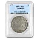 1798 Draped Bust Dollar Heraldic Eagle F-12 PCGS