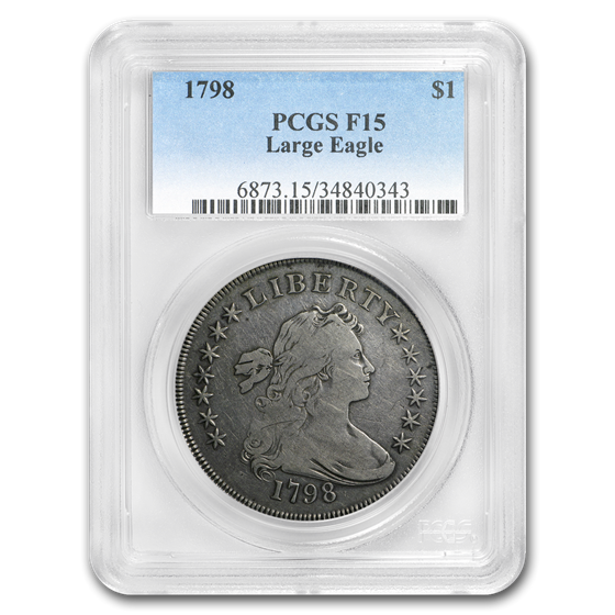 1798 Draped Bust Dollar Heraldic Eagle Fine-15 PCGS 1798 Draped Bust Dollar Heraldic Eagle Fine-15 PCGS