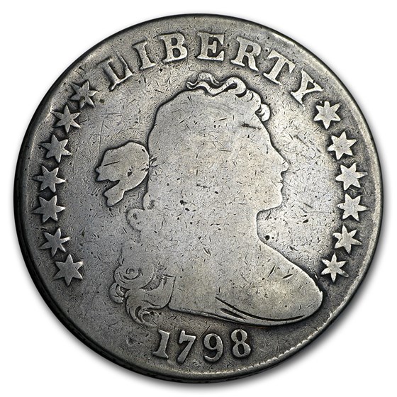 1798 Draped Bust Dollar Heraldic Eagle Good (13 Stars) 1798 Draped Bust Dollar Heraldic Eagle Good (13 Stars)