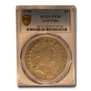 1798 Draped Bust Dollar Heraldic Eagle VF-30 PCGS (Large Eagle) 1798 Draped Bust Dollar Heraldic Eagle VF-30 PCGS (Large Eagle)