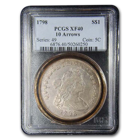 1798 Draped Bust Dollar Heraldic Eagle XF-40 PCGS (10 Arrows) 1798 Draped Bust Dollar Heraldic Eagle XF-40 PCGS (10 Arrows)