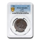 1798 Draped Bust Large Cent MS-63 PCGS (S-161, Brown)
