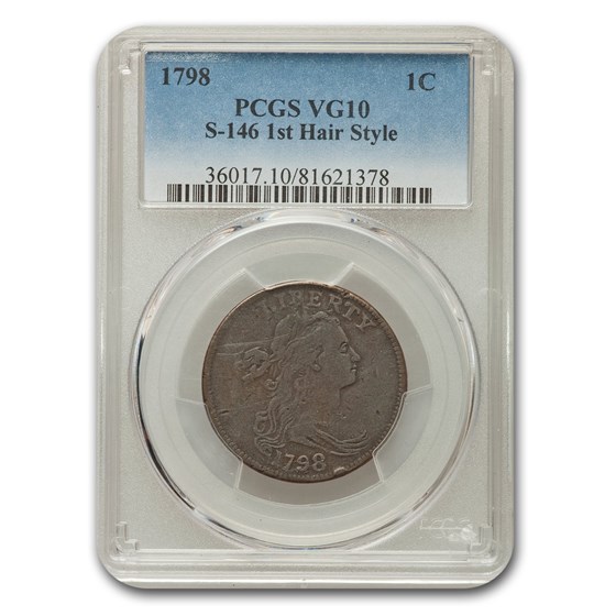 1798 Draped Bust Large Cent VG-10 PCGS (S-146, 1st Hair Style) 1798 Draped Bust Large Cent VG-10 PCGS (S-146, 1st Hair Style)