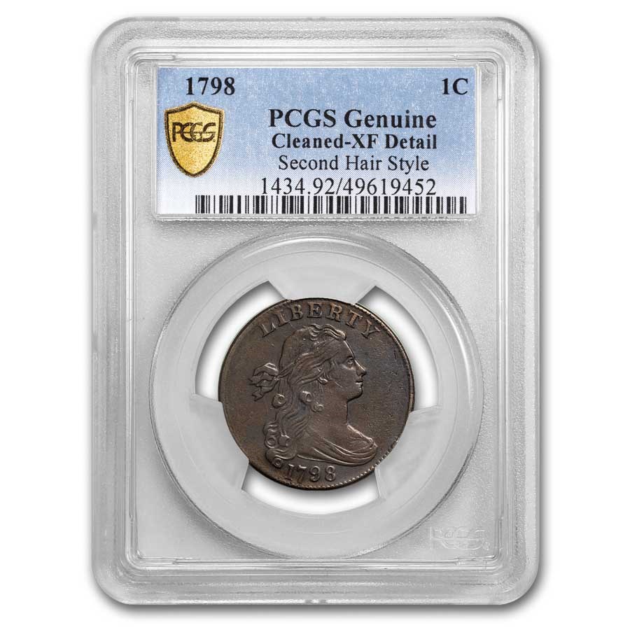 1798 Large Cent 2nd Hair Style XF Details PCGS