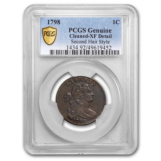 1798 Large Cent 2nd Hair Style XF Details PCGS 1798 Large Cent 2nd Hair Style XF Details PCGS