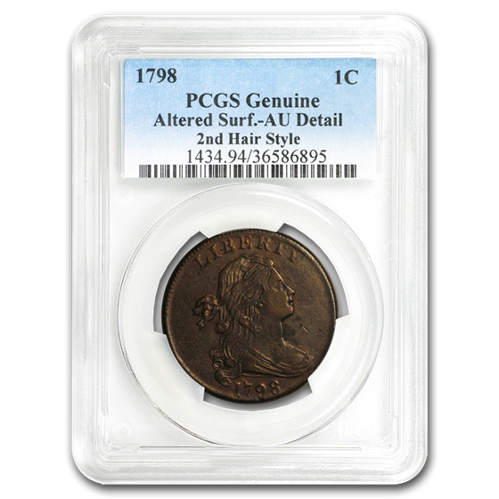 1798 Large Cent 2nd Hairstyle AU Details PCGS 1798 Large Cent 2nd Hairstyle AU Details PCGS
