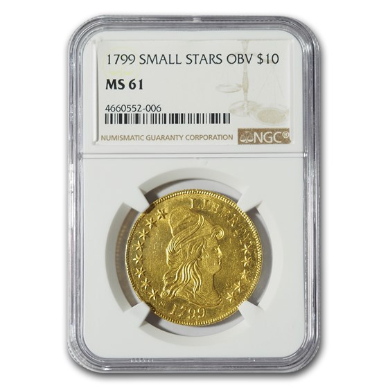 1799 $10 Turban Head Gold Eagle MS-61 NGC (Small Stars Obverse) 1799 $10 Turban Head Gold Eagle MS-61 NGC (Small Stars Obverse)