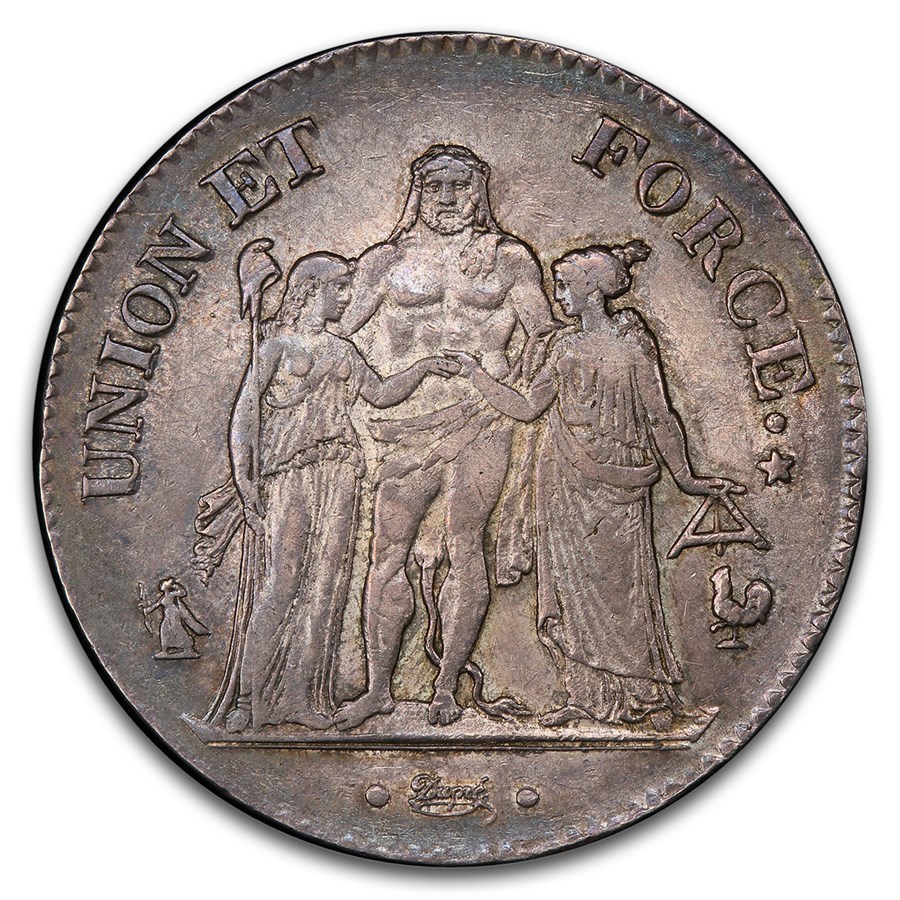 (1799-1804)-A France Silver 5 Francs AU-55 PCGS