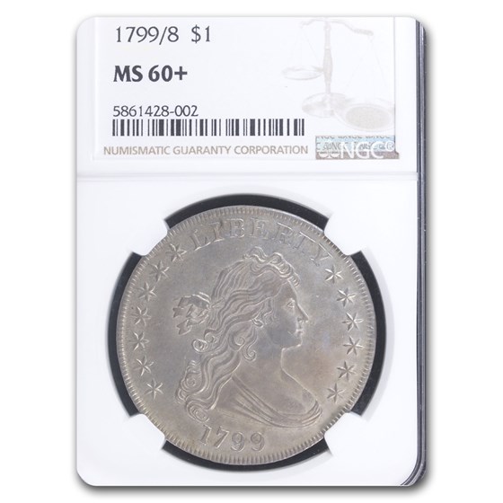 1799/8 Draped Bust Dollar MS-60+ NGC (13 Stars) 1799/8 Draped Bust Dollar MS-60+ NGC (13 Stars)