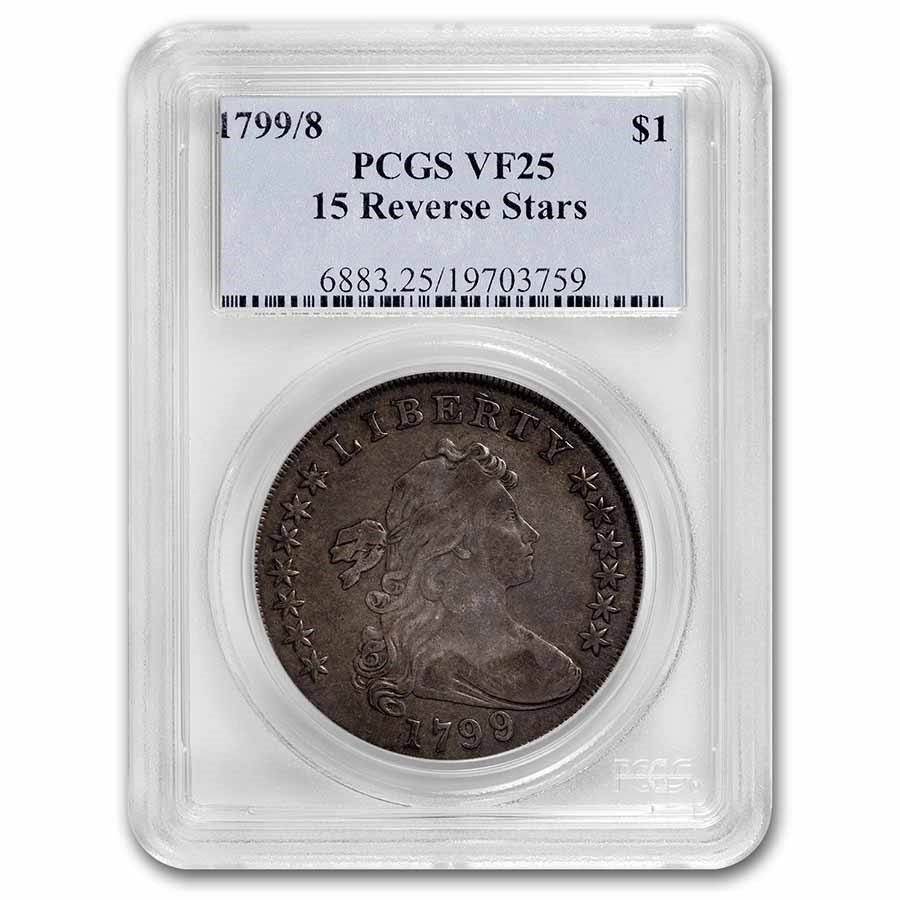 1799/8 Draped Bust Dollar VF-25 PCGS (15 Stars Reverse)