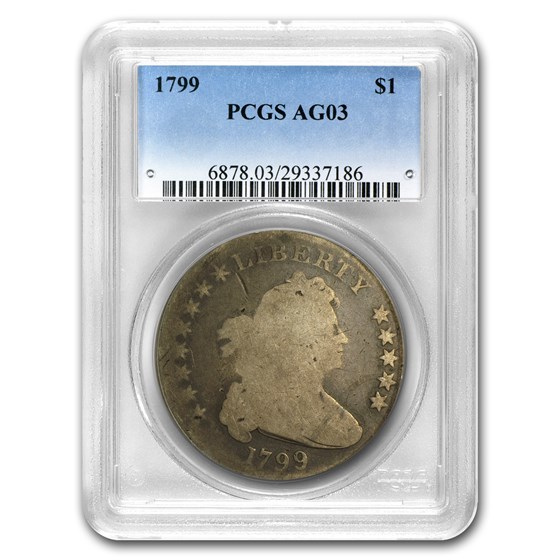 1799 Draped Bust Dollar 8x5 Stars AG-3 PCGS 1799 Draped Bust Dollar 8x5 Stars AG-3 PCGS