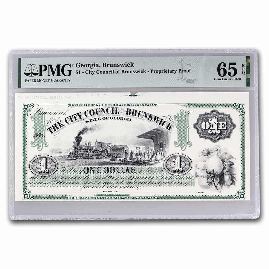 Buy 18__ $1.00 City Council of Brunswick, GA CU-65 EPQ PMG Proof | APMEX