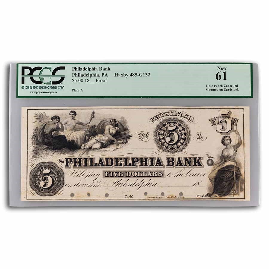 Buy 18__ 5 The Philadelphia Bank Philadelphia, PA CU61 PCGS Proof APMEX