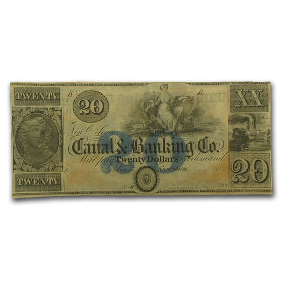 18__ Canal & Banking Co. of New Orleans $20.00 Note LA-105 CU 18__ Canal & Banking Co. of New Orleans $20.00 Note LA-105 CU
