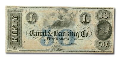 18__ Canal & Banking Co. of New Orleans $50.00 Note LA-105 CU 18__ Canal & Banking Co. of New Orleans $50.00 Note LA-105 CU