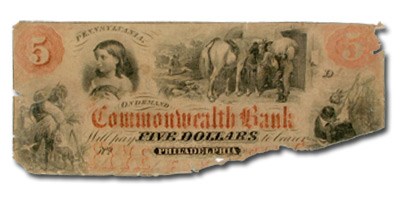 18__ Commonwealth Bank of Philadelphia, PA $5 PA-415 Fine Detail 18__ Commonwealth Bank of Philadelphia, PA $5 PA-415 Fine Detail