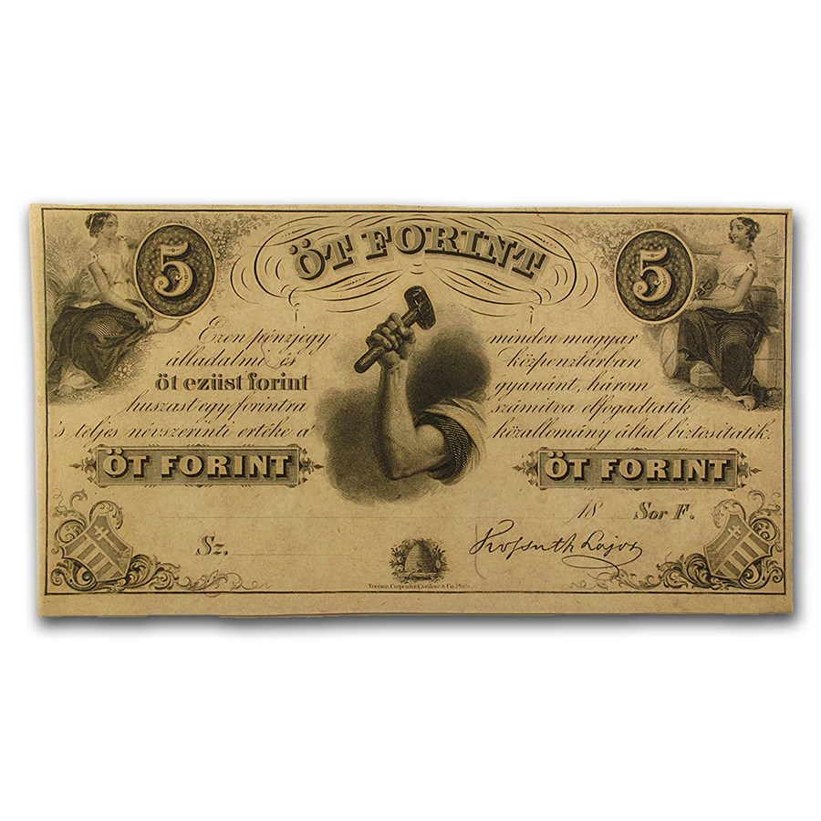 Buy 18__ Hungarian Fund, 5 Forint Note, Kossuth Signed AU | APMEX